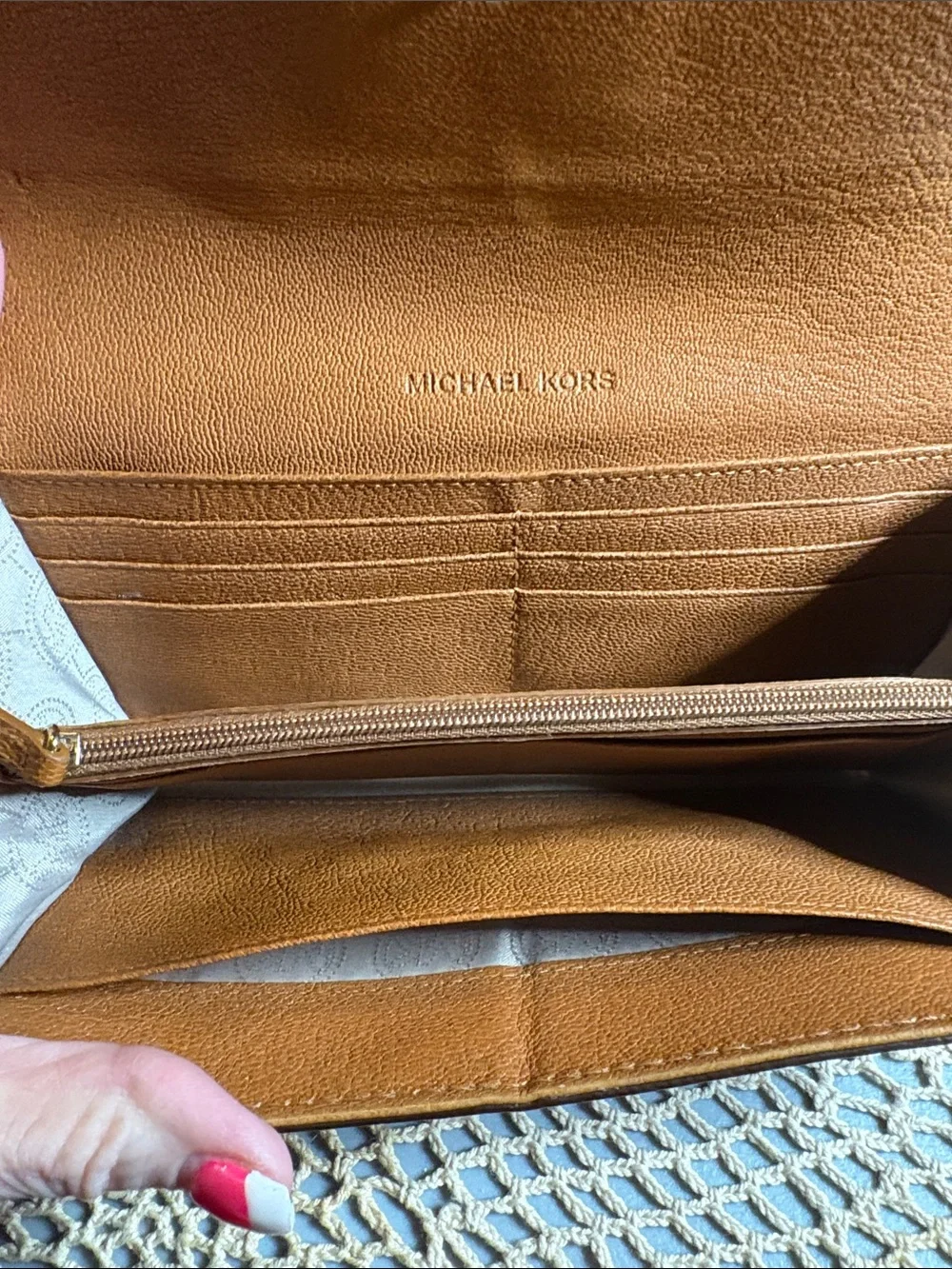 Michael Kors Cognac Leather Continental Wallet with MK Lock